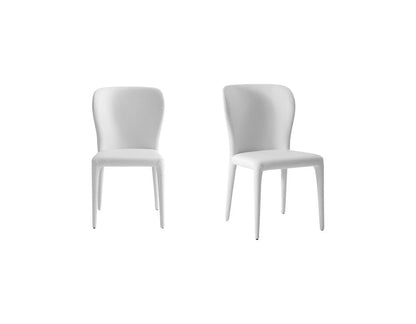 Set of Two White Upholstered Faux Leather Dining Side Chairs HomeRoots