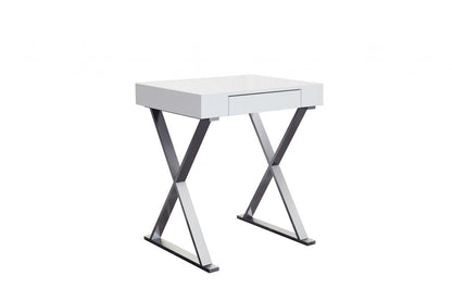 27" White and Silver Writing Desk HomeRoots