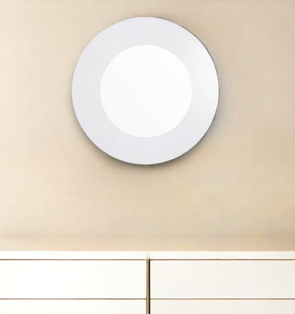 40" White Round Wood Framed Accent Mirror