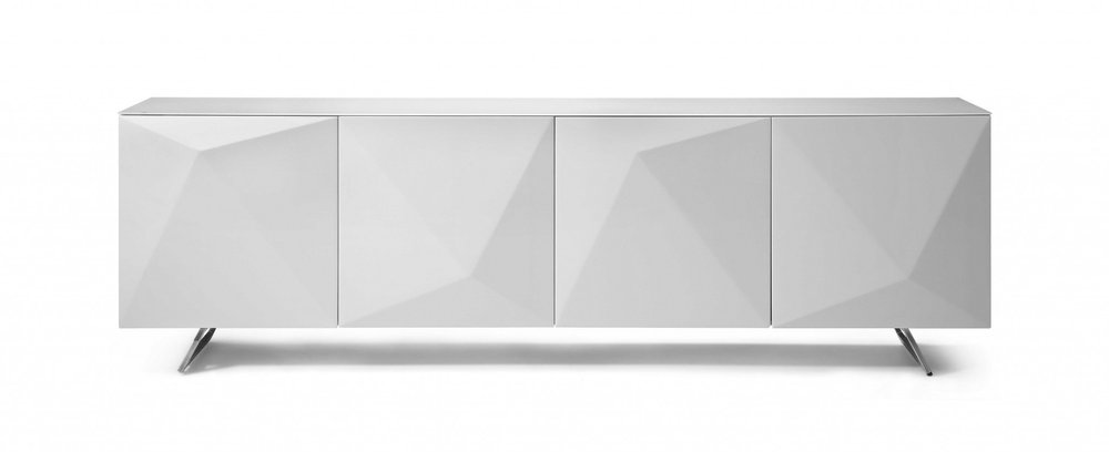 94" White Glass Solid Console Table HomeRoots