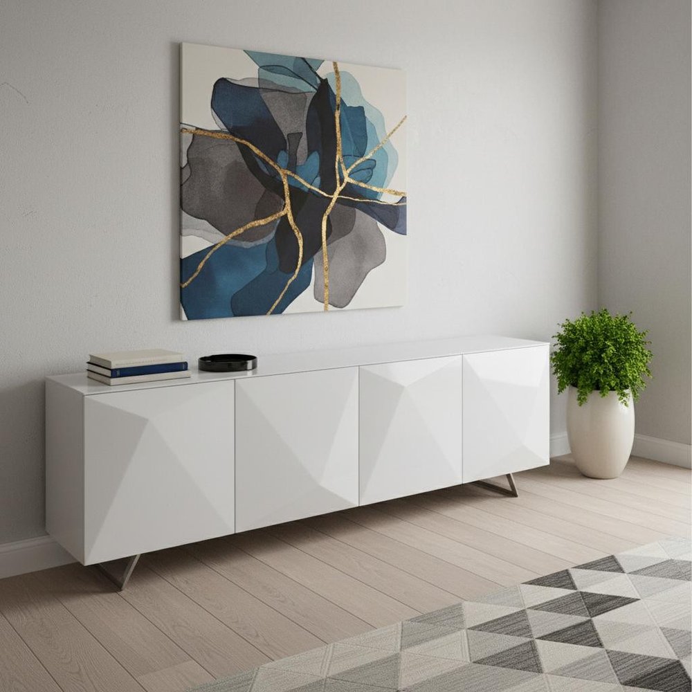 94" White Glass Solid Console Table HomeRoots