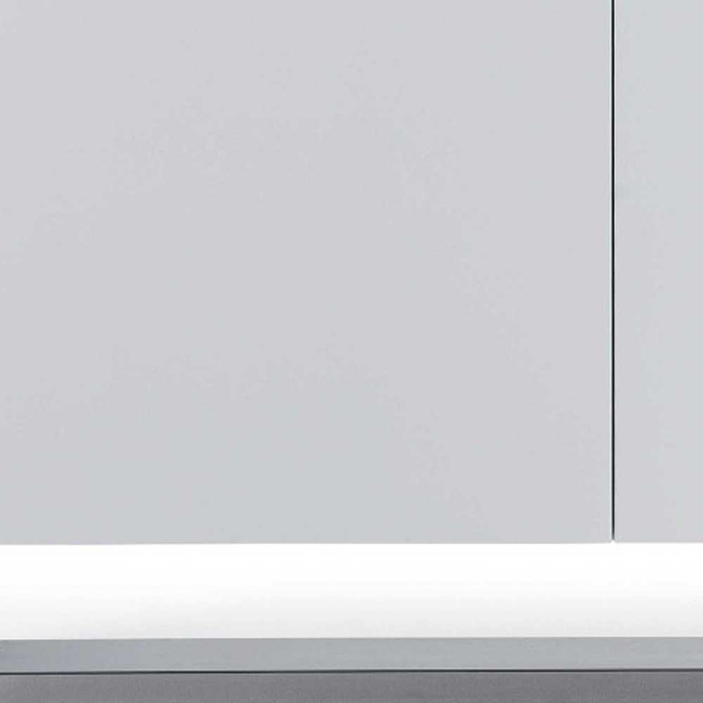 91" White Glass and Stainless Steel Frame Console Table HomeRoots