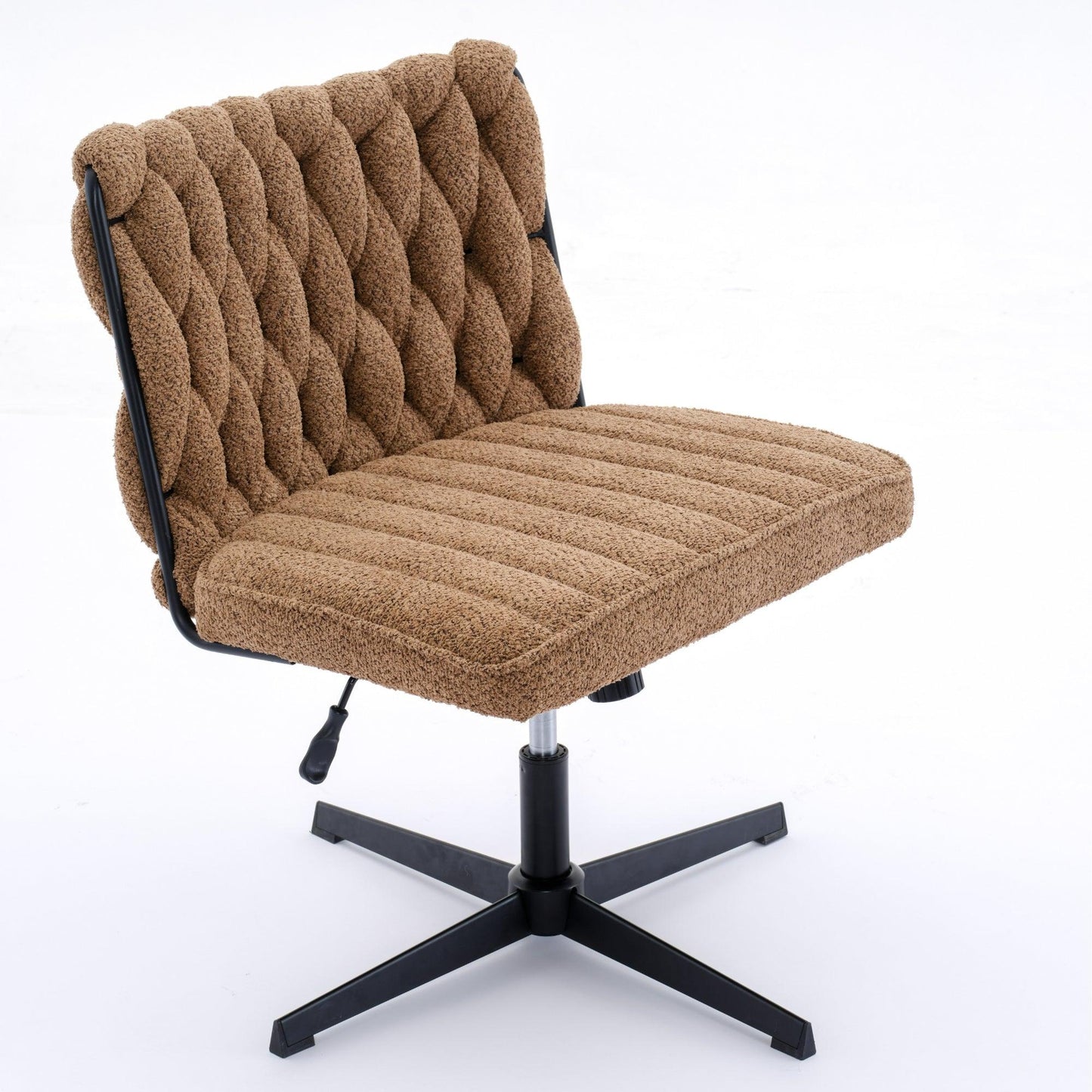 Armless Office Desk Chair No Wheels BROWN - FurniFindUSA