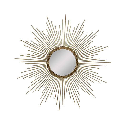 26 Round Gold Metal Sunburst Framed Wall Mirror - FurniFindUSA