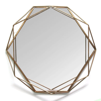 Gold Metal Octagon Framed Wall Mirror - FurniFindUSA