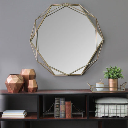 Gold Metal Octagon Framed Wall Mirror - FurniFindUSA
