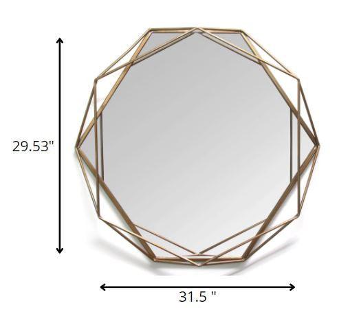 Gold Metal Octagon Framed Wall Mirror - FurniFindUSA