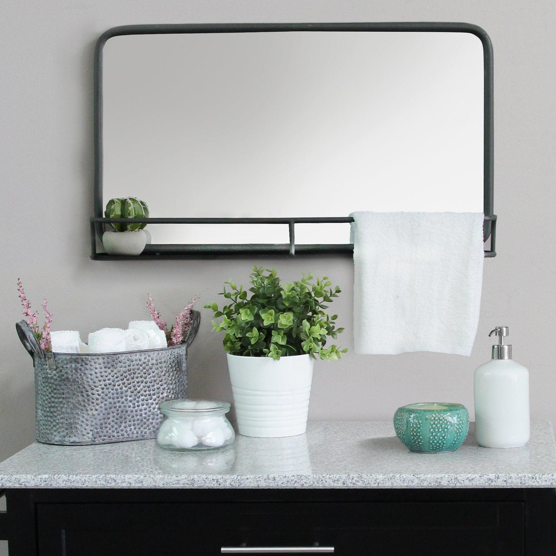 14" Gunmetal Bathroom Over Vanity Metal Mirror - FurniFindUSA