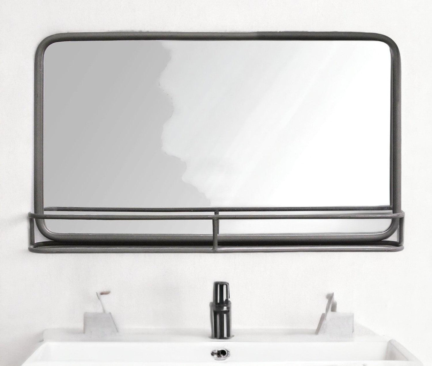 14" Gunmetal Bathroom Over Vanity Metal Mirror - FurniFindUSA