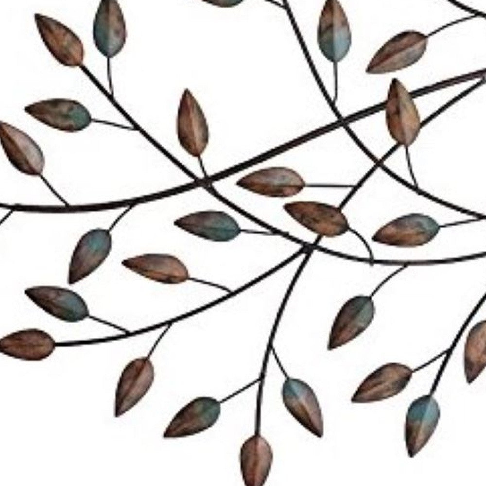 Distressed Metal Blowing Leaves Wall Decor