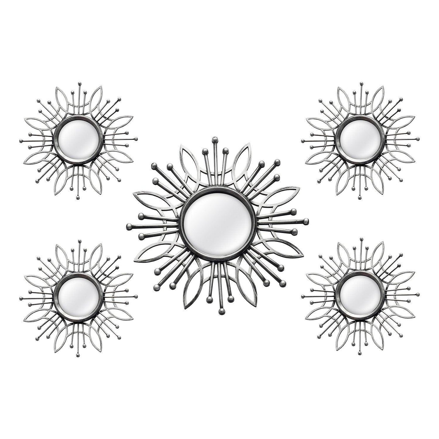 15.5 Round Silver Burst Metal Framed Wall Mirror - FurniFindUSA