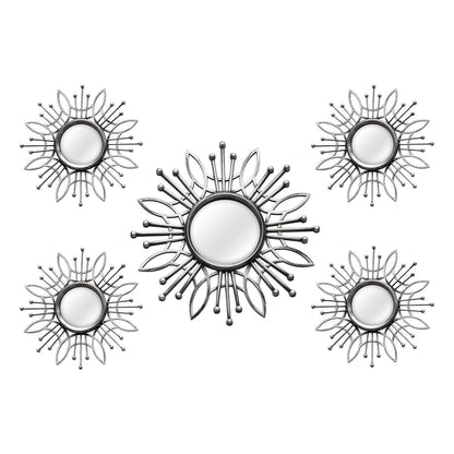 15.5 Round Silver Burst Metal Framed Wall Mirror - FurniFindUSA