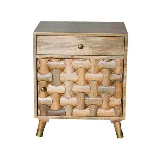 Natural Honey Wood Jigsaw Puzzle Nightstand - FurniFindUSA