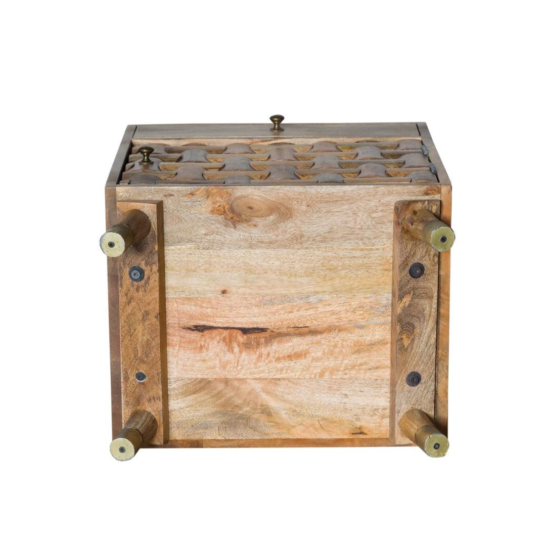 Natural Honey Wood Jigsaw Puzzle Nightstand - FurniFindUSA