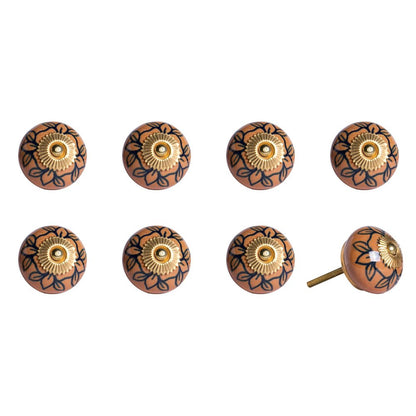 1.5" X 1.5" X 1.5" Orange Gold And Black  Knobs 8 Pack HomeRoots