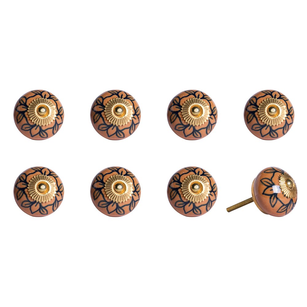 1.5" X 1.5" X 1.5" Orange Gold And Black  Knobs 8 Pack HomeRoots