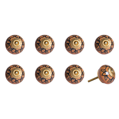 1.5" X 1.5" X 1.5" Orange Gold And Black  Knobs 8 Pack HomeRoots