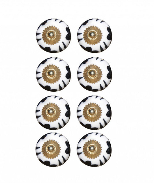 1.5" X 1.5" X 1.5" Black White And Gold  Knobs 8 Pack HomeRoots