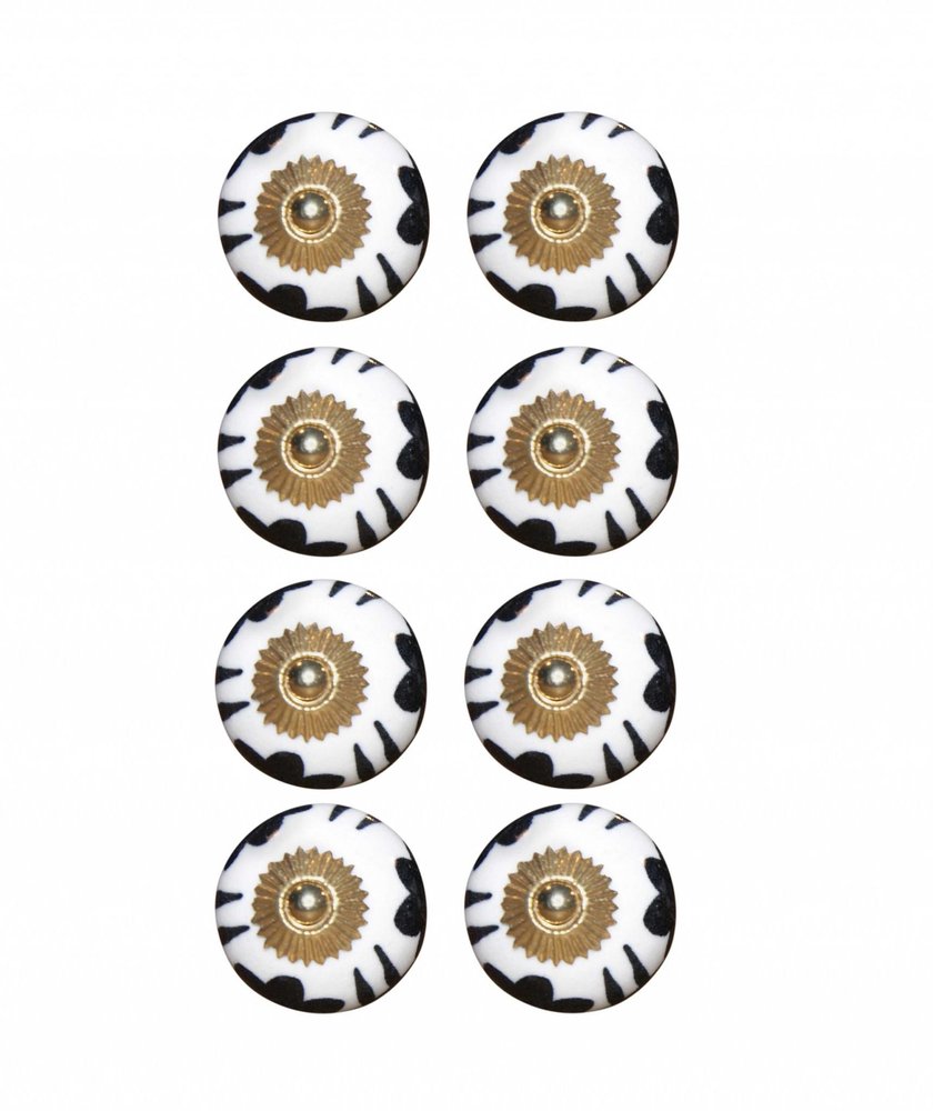 1.5" X 1.5" X 1.5" Black White And Gold  Knobs 8 Pack HomeRoots