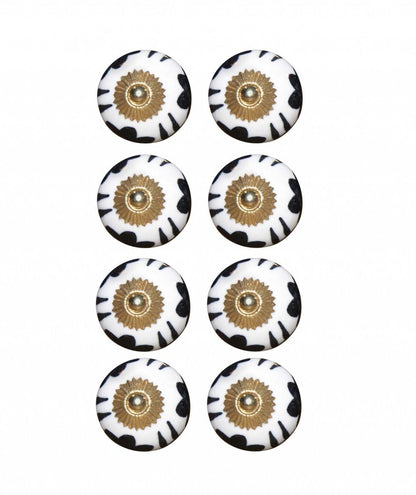 1.5" X 1.5" X 1.5" Black White And Gold  Knobs 8 Pack HomeRoots
