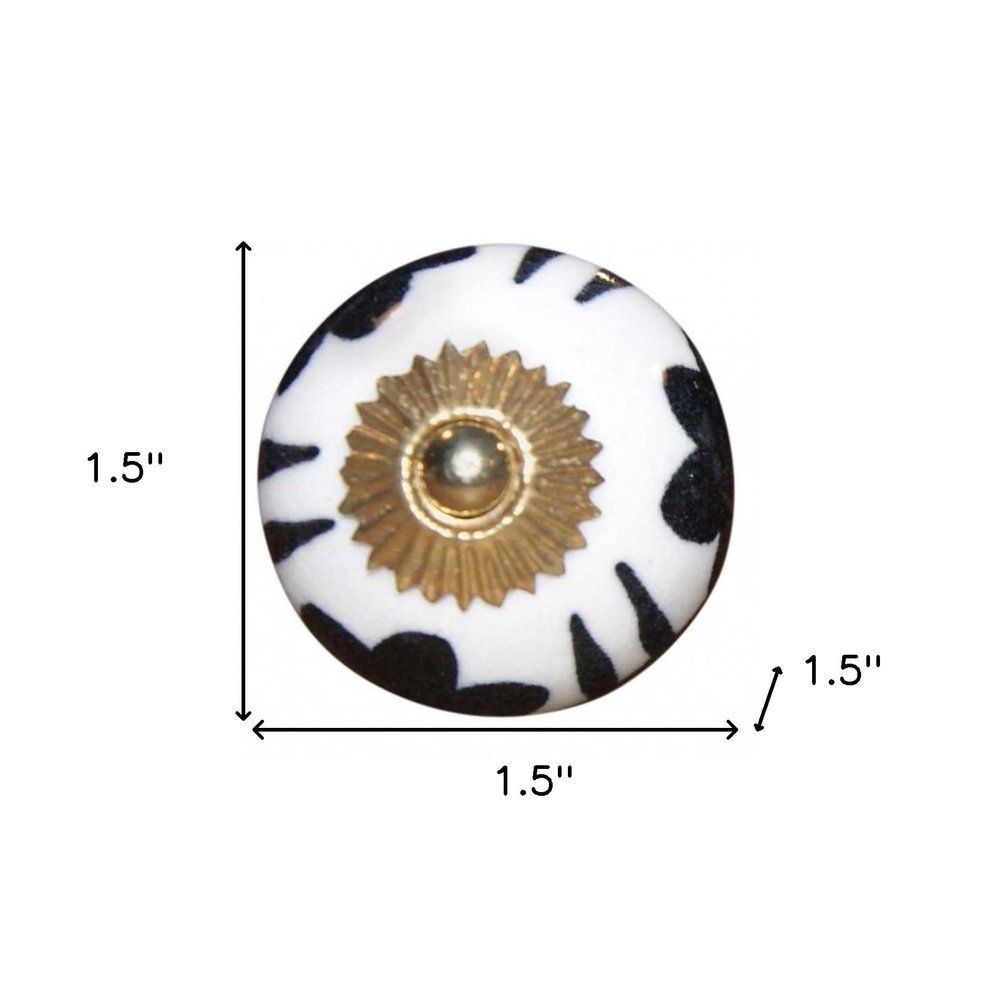 1.5" X 1.5" X 1.5" Black White And Gold  Knobs 8 Pack HomeRoots