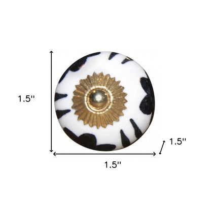 1.5" X 1.5" X 1.5" Black White And Gold  Knobs 8 Pack HomeRoots