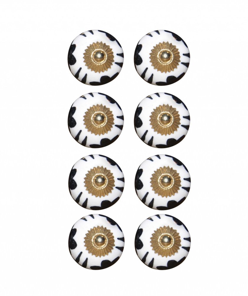 1.5" X 1.5" X 1.5" Black White And Gold  Knobs 8 Pack HomeRoots