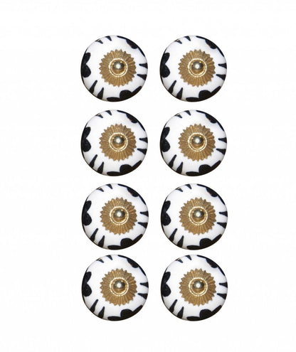 1.5" X 1.5" X 1.5" Black White And Gold  Knobs 8 Pack HomeRoots