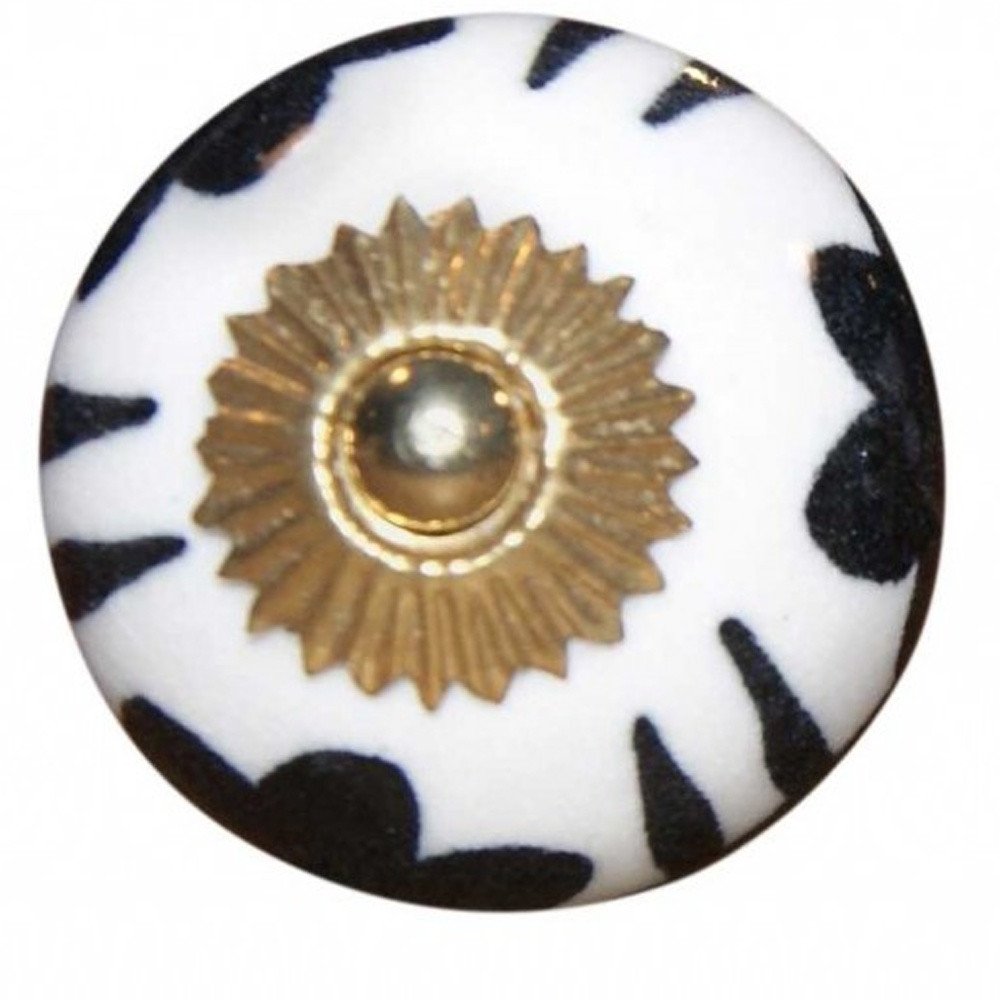 1.5" X 1.5" X 1.5" Black White And Gold  Knobs 8 Pack HomeRoots