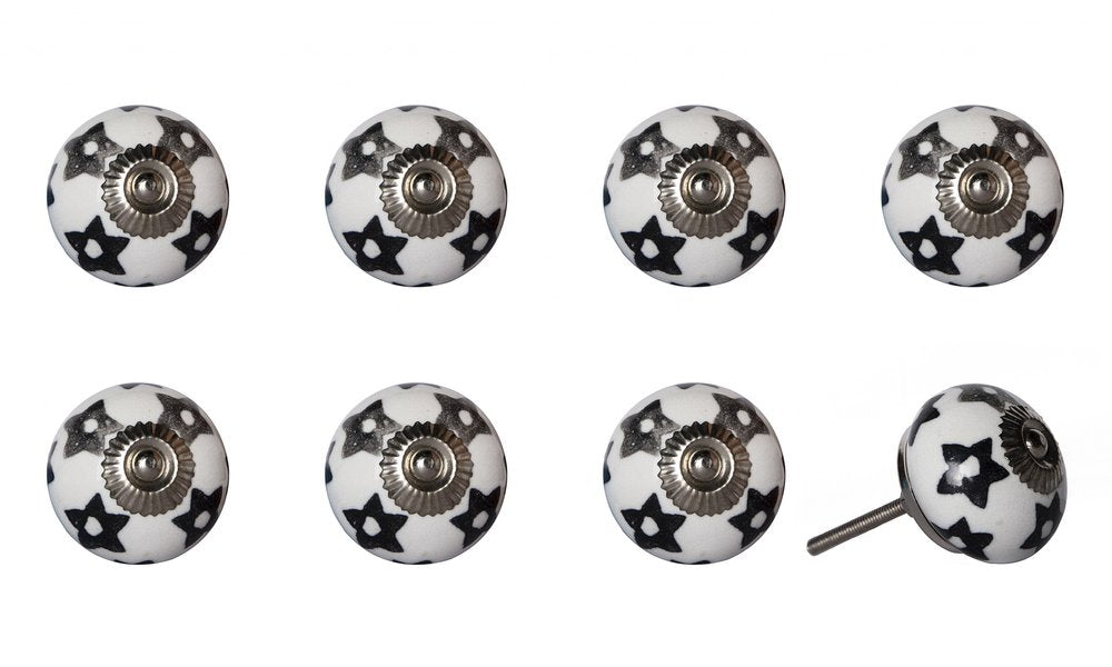 1.5" X 1.5" X 1.5" White Silver And Gray Knobs 8 Pack HomeRoots
