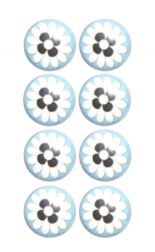 Set of Eight Blue White And Black Floral Ceramic Drawer Pull Knobs HomeRoots