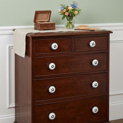 Set of Eight Blue White And Black Floral Ceramic Drawer Pull Knobs HomeRoots