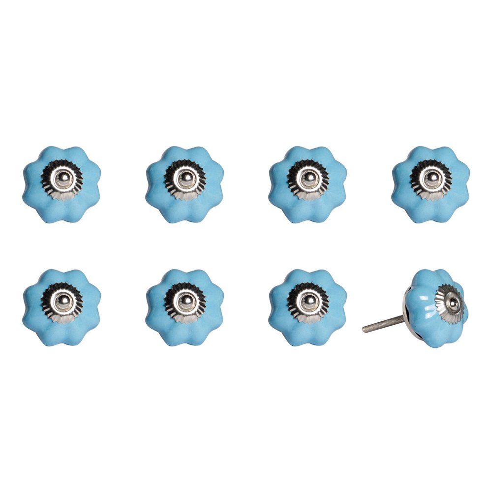 1.5" X 1.5" X 1.5" Glossy Navy And Silver  Knobs 8 Pack HomeRoots