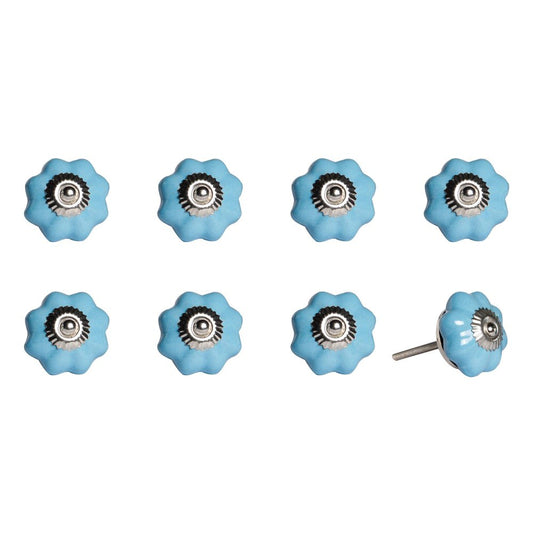 1.5" X 1.5" X 1.5" Glossy Navy And Silver  Knobs 8 Pack HomeRoots