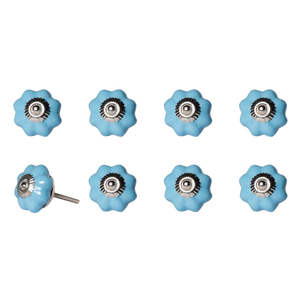 1.5" X 1.5" X 1.5" Glossy Navy And Silver  Knobs 8 Pack HomeRoots