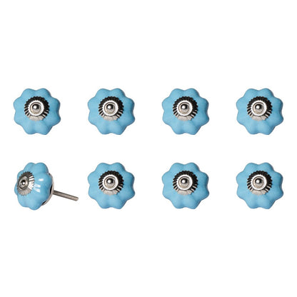 1.5" X 1.5" X 1.5" Glossy Navy And Silver  Knobs 8 Pack HomeRoots