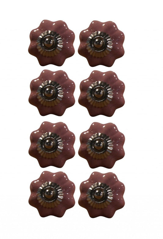 Set of Eight Pink Ceramic Drawer Pull Knobs HomeRoots