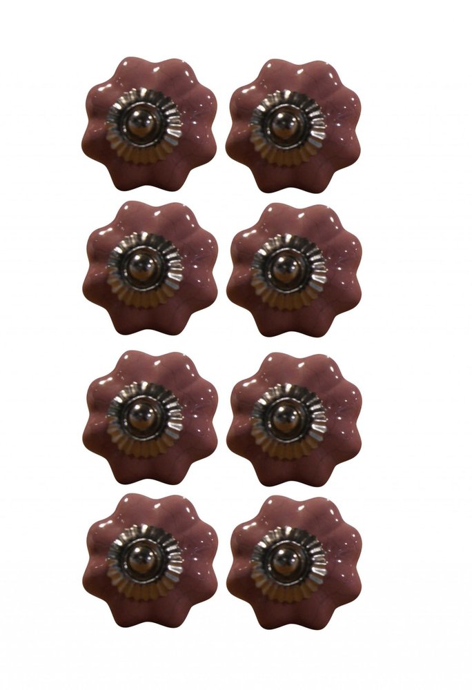 Set of Eight Pink Ceramic Drawer Pull Knobs HomeRoots