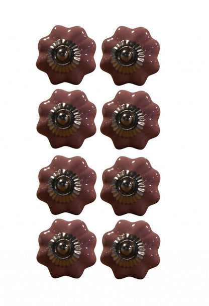 Set of Eight Pink Ceramic Drawer Pull Knobs HomeRoots