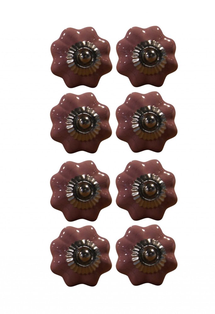 Set of Eight Pink Ceramic Drawer Pull Knobs HomeRoots