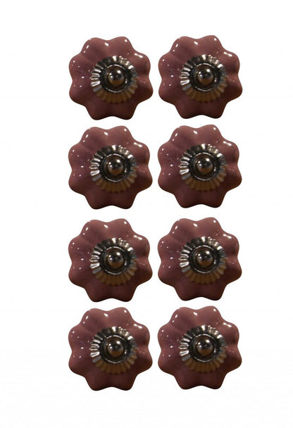 Set of Eight Pink Ceramic Drawer Pull Knobs HomeRoots