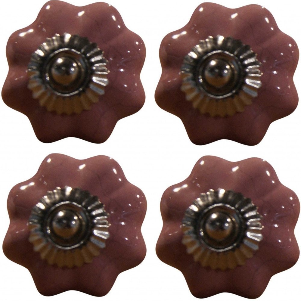 Set of Eight Pink Ceramic Drawer Pull Knobs HomeRoots