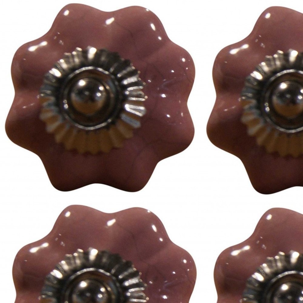 Set of Eight Pink Ceramic Drawer Pull Knobs HomeRoots