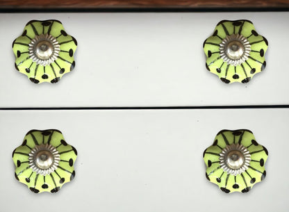 Set of Eight Lemon Black And Silver Botanical Ceramic Drawer Pull Knobs HomeRoots