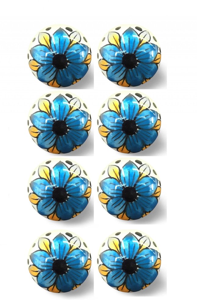 1.5" X 1.5" X 1.5" Blue Black And Yellow  Knobs 8 Pack HomeRoots