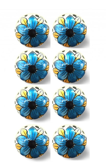1.5" X 1.5" X 1.5" Blue Black And Yellow  Knobs 8 Pack HomeRoots