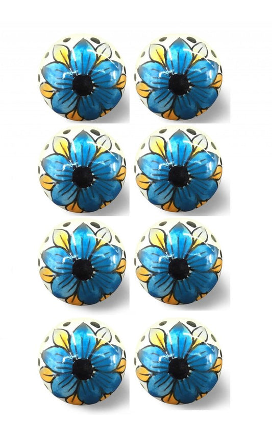 1.5" X 1.5" X 1.5" Blue Black And Yellow  Knobs 8 Pack HomeRoots