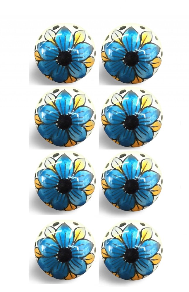 1.5" X 1.5" X 1.5" Blue Black And Yellow  Knobs 8 Pack HomeRoots