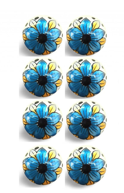 1.5" X 1.5" X 1.5" Blue Black And Yellow  Knobs 8 Pack HomeRoots