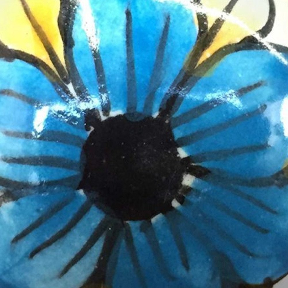 1.5" X 1.5" X 1.5" Blue Black And Yellow  Knobs 8 Pack HomeRoots